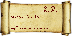Krausz Patrik névjegykártya